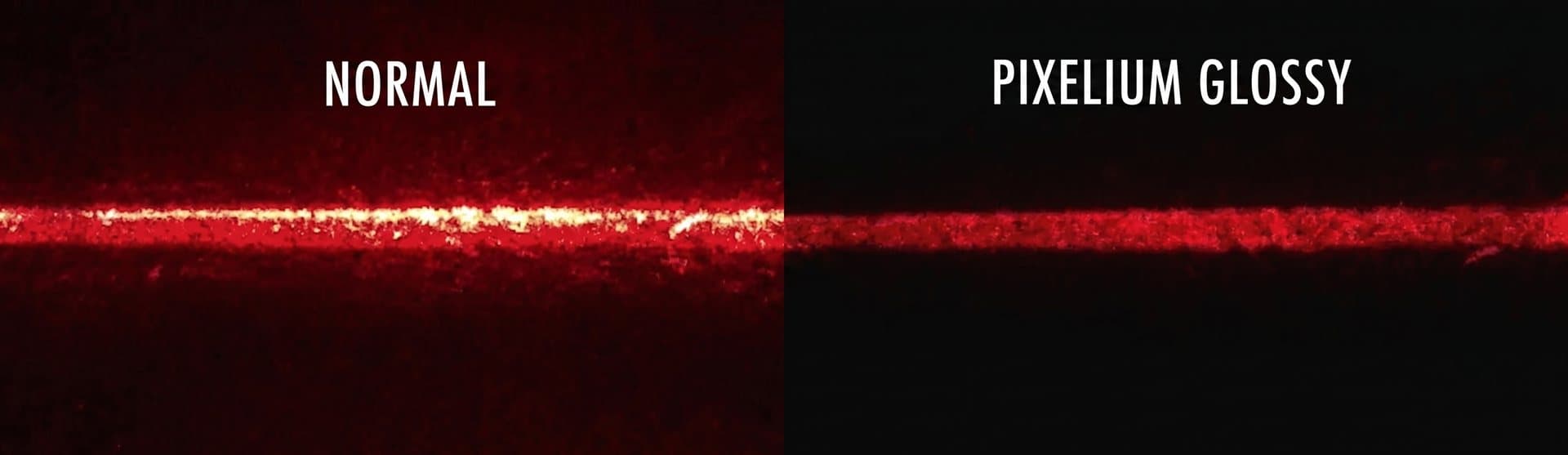 Laser line on a glossy surface: normal versus Pixelium glossy filtering